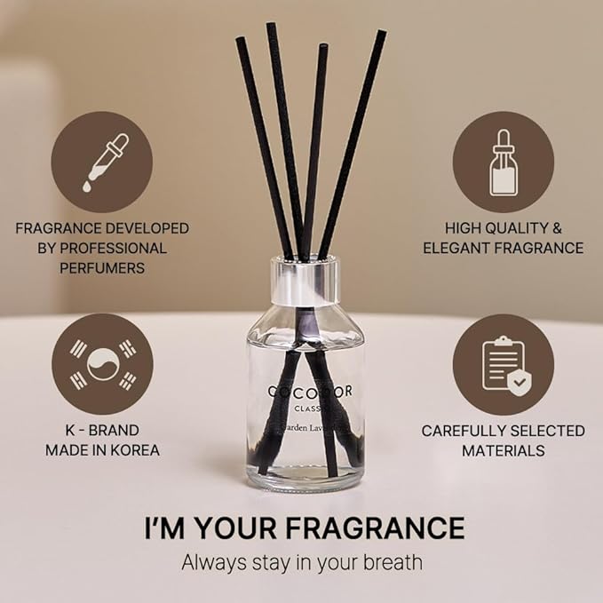 COCODOR Classic Reed Diffuser/White Jasmine/3.4oz(100ml)/1 Pack/Fragrance Scent Essential Oil with Stick Diffuser Set for Home Bathroom Shelf Décor