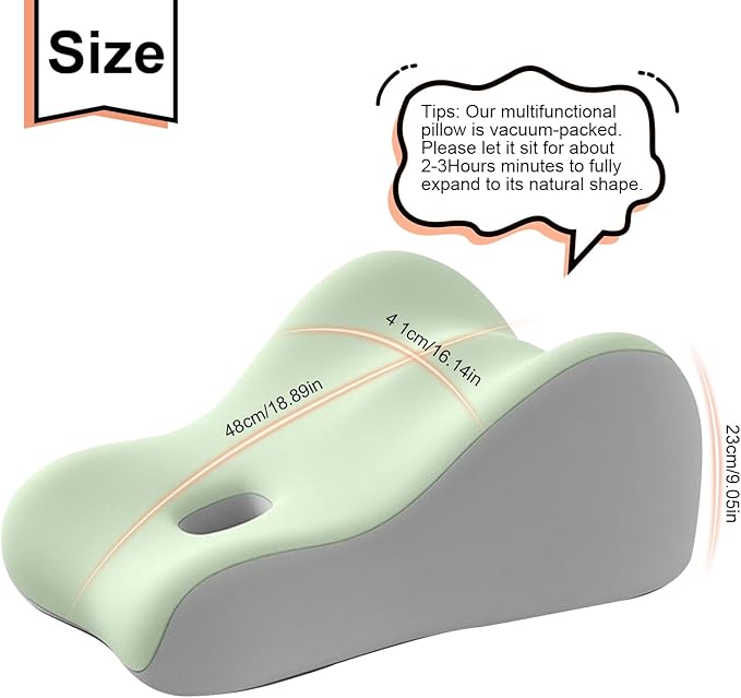 Intimacy Support Wedge Pillow for Couples, Memory Foam Positioning Cushion for Back, Neck & Waist Pain Relief with Washable Cover, Portable Design for Relaxing, Reading & Adult Play-Green
