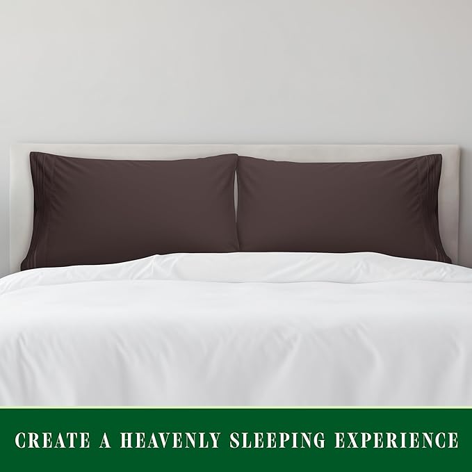 Elegant Comfort Luxury Ultra-Soft 2-Piece Pillowcase Set - 1500 Premium Hotel Quality Microfiber Double Brushed - Wrinkle Resistant, King Size, Chocolate Brown
