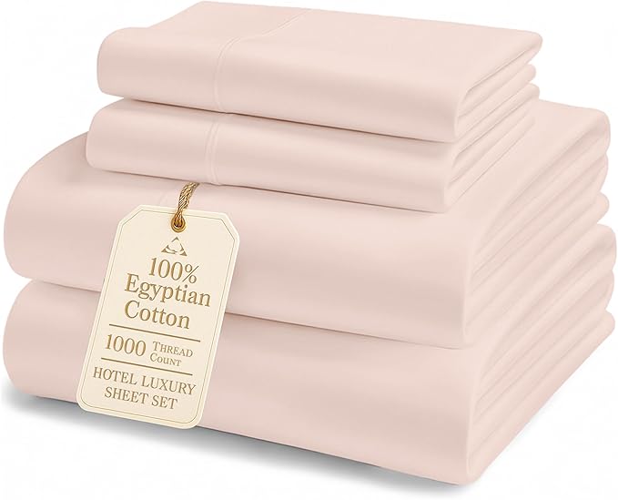 LANE LINEN Luxury 100% Egyptian Cotton Sheets California King Bed Set - 1000 Thread Count, Oeko-Tex Certified No Pill Fade Resistant Machine Washable Cotton Cooling Cal King Sheet Set- Sepia Rose