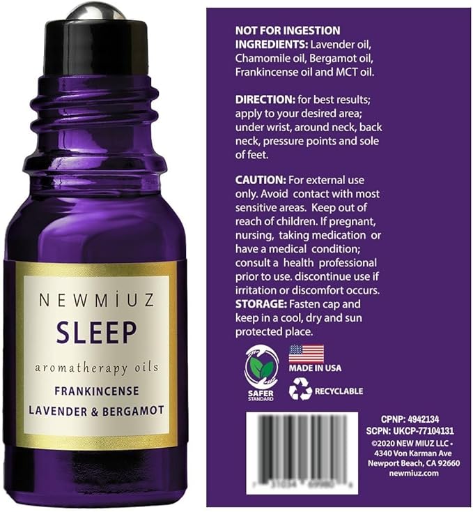 Sleep Well Roll On Essential Oil Anti Stress Calming Aromatherapy Stick Blend Lavender Bergamot Frankincense Destress Relaxation Stress Gift for Women