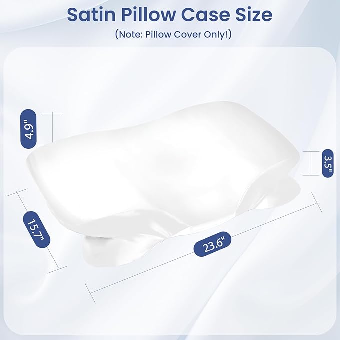 Polyester, Spandex blend Pillowcase for Zelimun Cervical Pillow Only, Ergonomic Case, Smooth & Soft Pillowcase for Sleeping, White Pillow Cover with Zipper