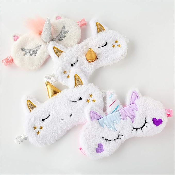 Cute Animal Sleeping Sleep Mask Soft Plush Blindfold Cute Rabbit Panda Koala Eye Cover Eyeshade for Kids Teens Girls Women (Unicorn Love)