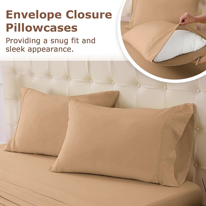Twin Size Bed Sheet Set - 3 Piece Soft Microfiber Sheets with Deep Pockets, Cooling Technology, and Wrinkle-Free Pillowcase. Hotel-Quality, Durable Bedding, Brush