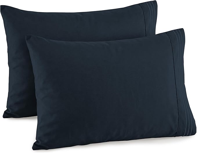 Elegant Comfort Premium Hotel Quality Pillowcase Set, Luxury & Softest 1500 Thread Count Egyptian Quality Bedding Pillowcases, Wrinkle and Fade Resistant, Black, 2-Piece