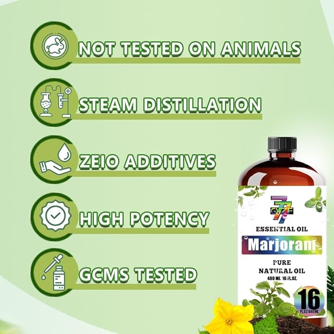 Marjoram Essential Oil - Marjoram Oils for Diffusers, Humidifiers, DIY Candles, Soap, Cleaning, Home, Office, Yoga, Massage, Gifts - 16 fl oz (480 ml) - GV77ZF