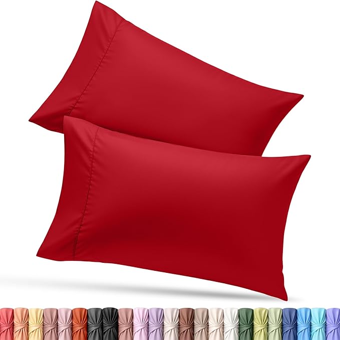 Utopia Bedding King Pillow Cases - 2 Pack - Envelope Closure - Soft Brushed Microfiber Fabric - Shrinkage and Fade Resistant Pillow Covers King Size 20 X 40 Inches (King, Red)