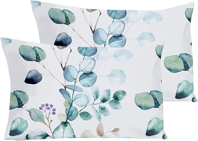 YIYEA Pillow Cases Queen Size Set of 2, Ultra Soft Double Brushed Microfiber Pillowcases Queen, Floral Bed Pillow Covers, Fade Resistant, Easy Slip-On (20"x30")