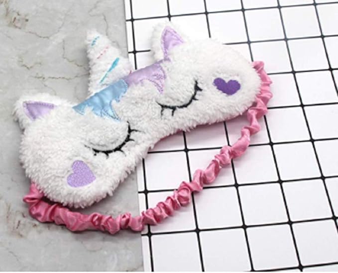Cute Animal Sleeping Sleep Mask Soft Plush Blindfold Cute Rabbit Panda Koala Eye Cover Eyeshade for Kids Teens Girls Women (Unicorn Love)