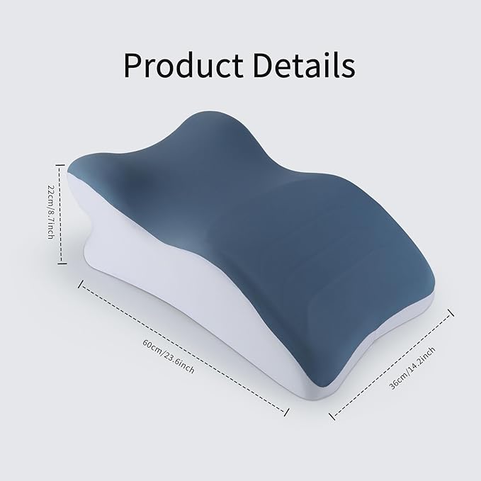 Reading Prone, Ergonomic Back Support Pillow for Bed Sitting Up Prone Pillow Face Down Sleep, Resting, Relaxing Back Pain Relief, Blue