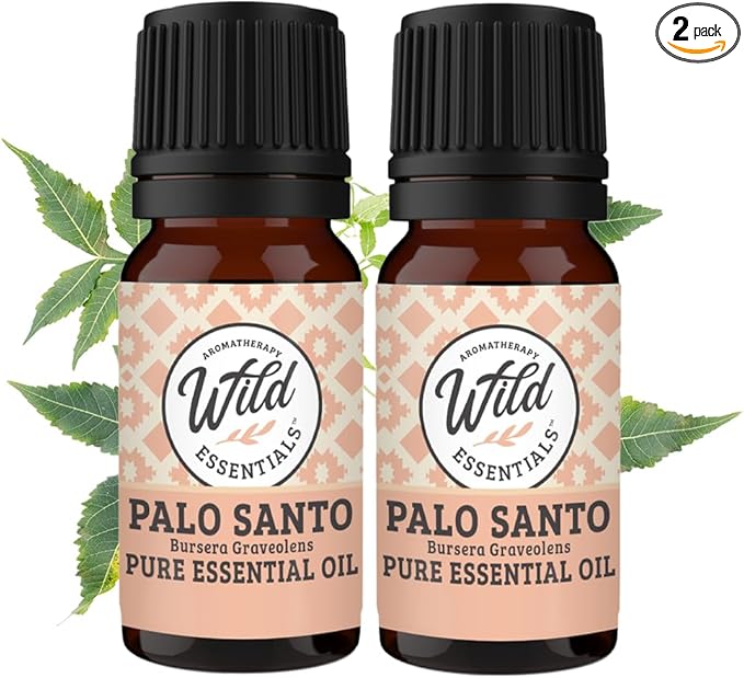 Wild Essentials Palo Santo 2 Pack of Essential Oil - 10ml, Premium Grade, 100% Pure, Made and Bottled in The USA, Cleansing, Purifying, Relaxing, Smudge Oil
