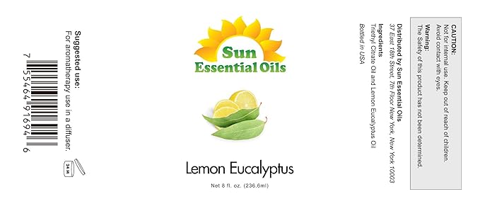 Sun Essential Oils 8 oz Lemon Eucalyptus Essential Oil – Aromatherapy Oil