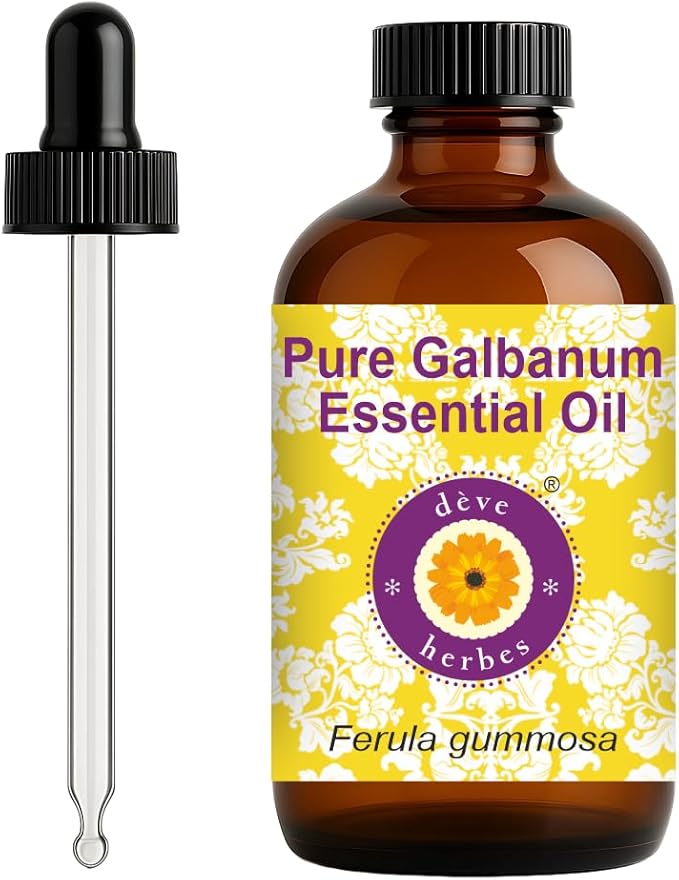 Deve Herbes Pure Galbanum Essential Oil (Ferula gummosa) with Glass Dropper Steam Distilled 120ml (4 oz)