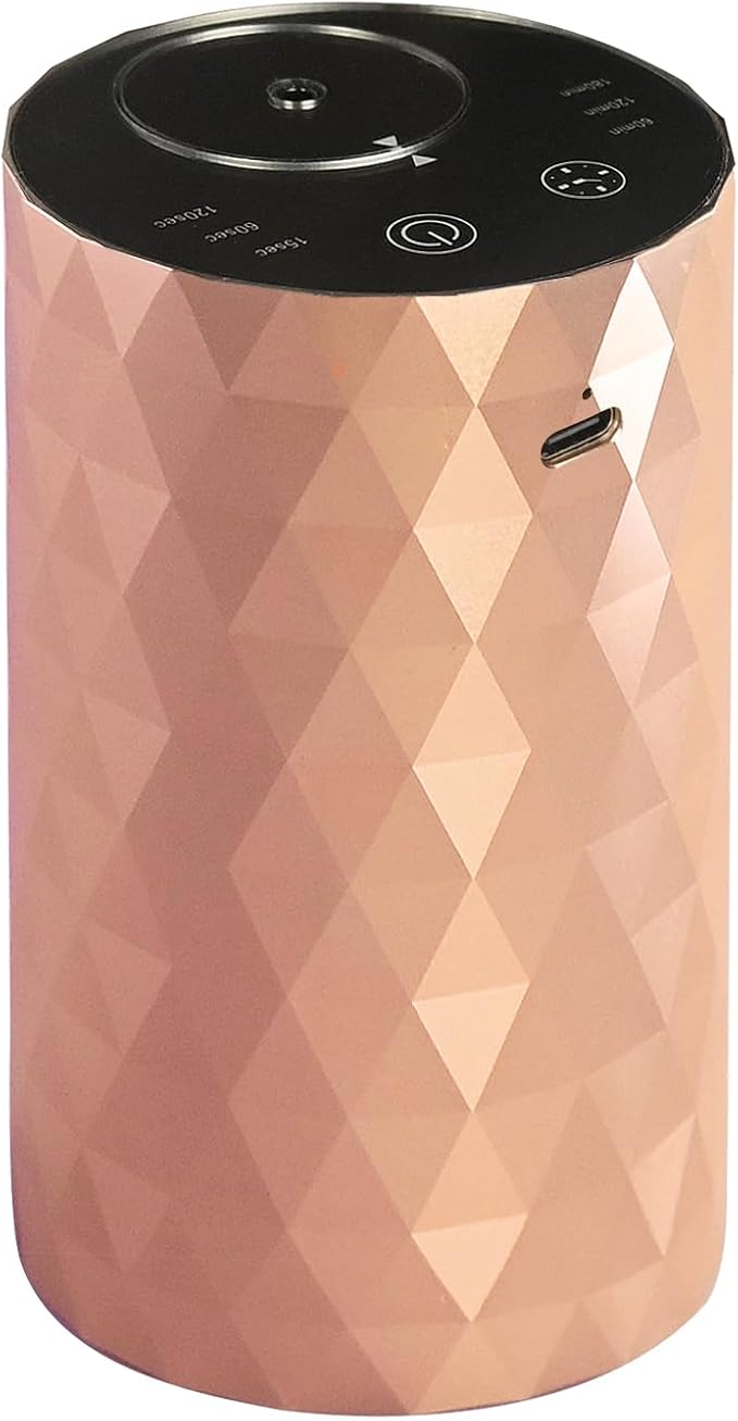 Waterless Essential Oil Diffuser - Rose Gold Portable Aromatherapy Scent Machine with 3 Mist Modes & Timer