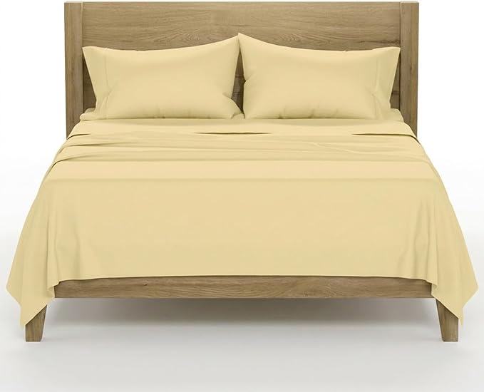 TEXAS LINEN CO. 100% Egyptian Cotton Sheets California King Size - 1500 Series 4 PC Cal King Sheets Egyptian Cotton, Soft, Cooling Sateen Sheet, High Series Sheet California King - Beige