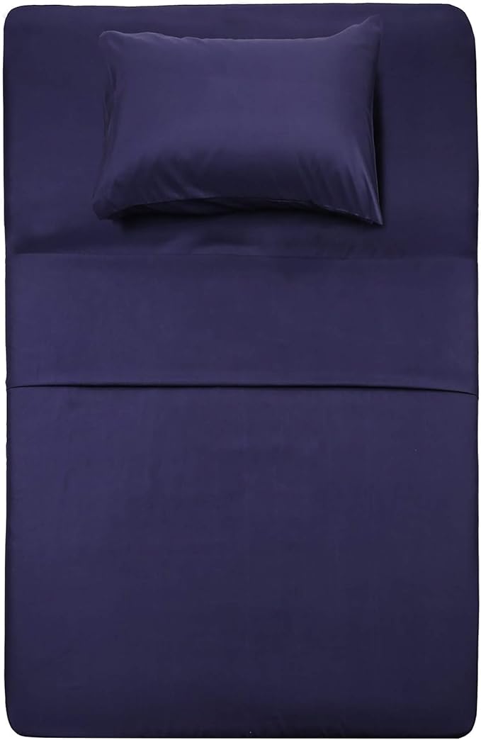 Best Season Bed Sheet Set - 1 Flat Sheet,1 Fitted Sheet and 1 Pillow Cases, Extra Soft Luxury Bedding Set,Deep Pockets,Wrinkle,Fade Resistant - Hypoallergenic- 3 Piece (Twin, Blue)