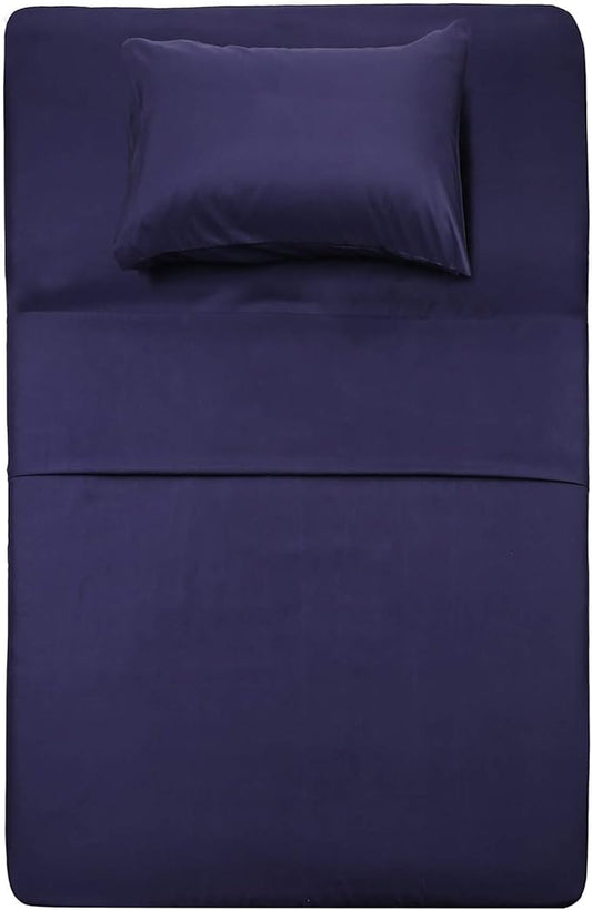 Best Season Bed Sheet Set - 1 Flat Sheet,1 Fitted Sheet and 1 Pillow Cases, Extra Soft Luxury Bedding Set,Deep Pockets,Wrinkle,Fade Resistant - Hypoallergenic- 3 Piece (Twin, Blue)