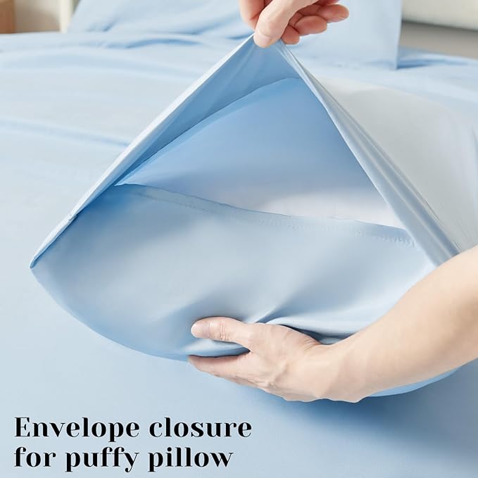 BYSURE 6 Pieces Bed Sheets Set(Full, Baby Blue) - Hotel Luxury Super Soft 1800 Thread Count 100% Microfiber Sheets with Deep Pockets, Wrinkle & Fade Resistant