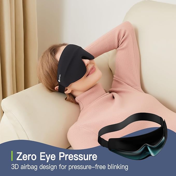 Bodypedia Sleep Eye Mask for Men Women - Complete Light Blocking 3D Sleeping Mask, Relaxing Zero Eye Pressure Night Blindfold, Soft Breathable Eye Cover for Side Sleeper, Black