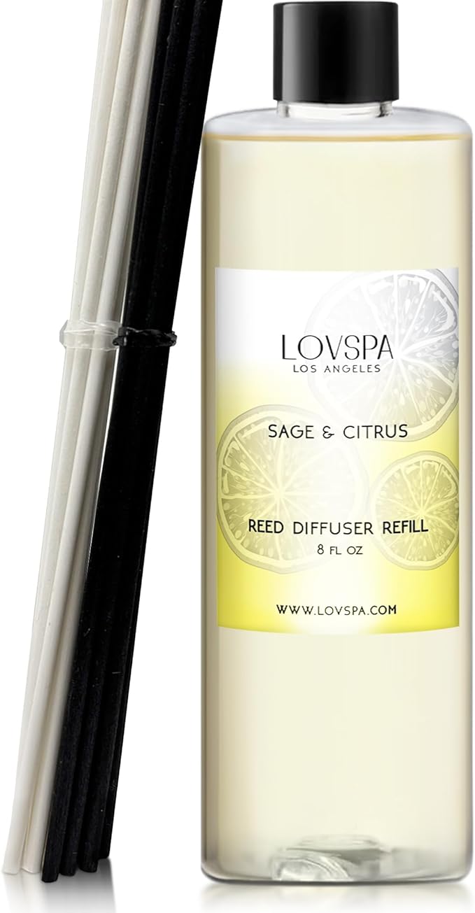 Sage & Citrus Diffuser Oil - Essential Oils for Diffuser Refill & Air Freshener Room Spray - Long-Lasting & Natural Home Fragrance, Scented Oil for Diffusers, USA Made, 8 oz