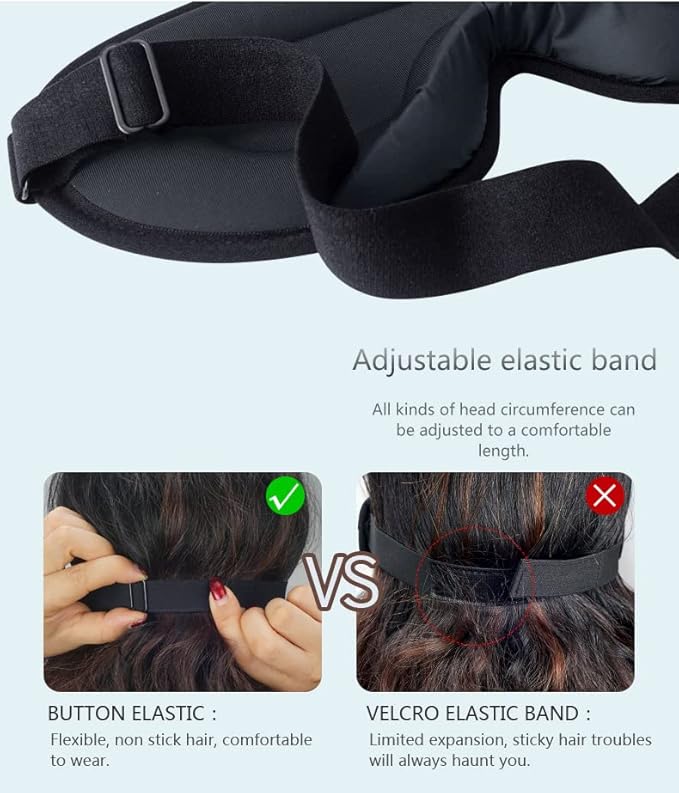 Eye Mask for Sleeping Light Blocking,Side Sleeper Women Men, 3D Contoured Cup Sleeping Mask, Soft Breathable Sleep Eye Mask with Adjustable Elastic Strap for Flight Nap，Black-3D