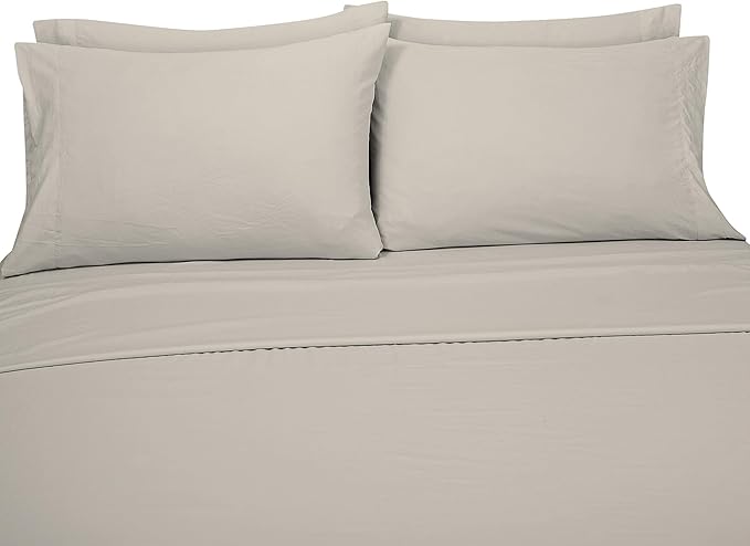 ROYALE LINENS 1500 Thread Count Cooling Sateen Poly/Cotton Sheet Set- 6 Piece King Bed Sheets - 1 Fitted, 1 Flat, 4 Pillow Cases -Soft Cool & Crisp Sheet Set (King, Rainy Day)