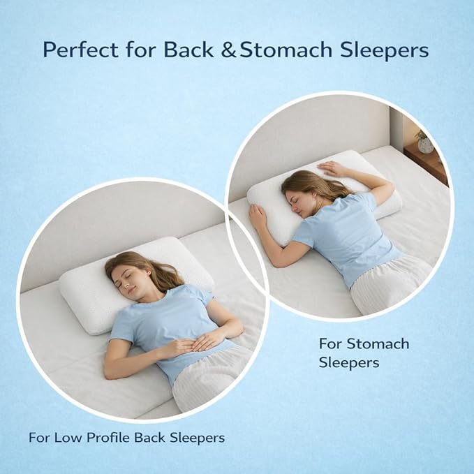 DLIGHT BD Slim 2.7" Stomach Sleeping Memory Foam Pillow-Thin, Flat, Soft Yet Supportative for Belly, Back& Stomach Sleepers (2.7" Ultra Slim-King)