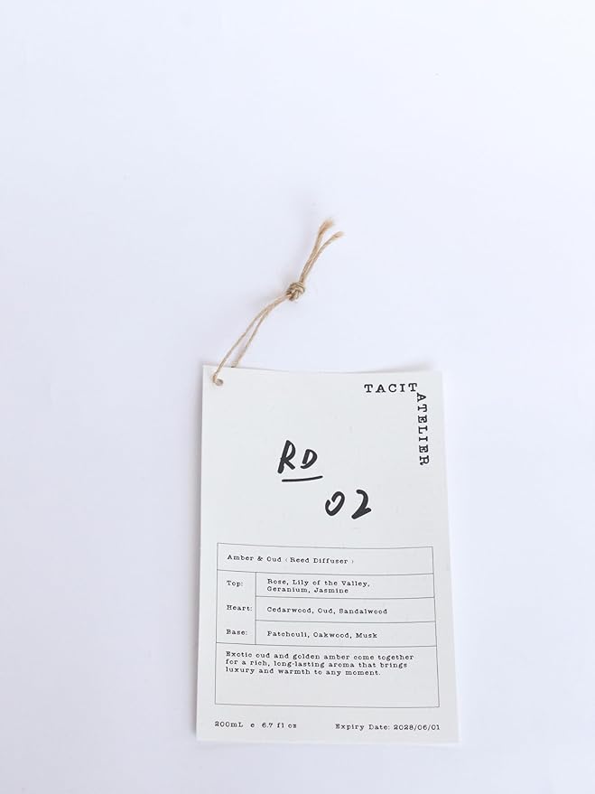 Aroma Reed Diffuser 6.7 Fl.oz Delicate Scent for Home Decor and Air Freshening Reed Scented Diffuser Home Decor Air Freshener for Bathroom Living Room Office (Amber Oud)