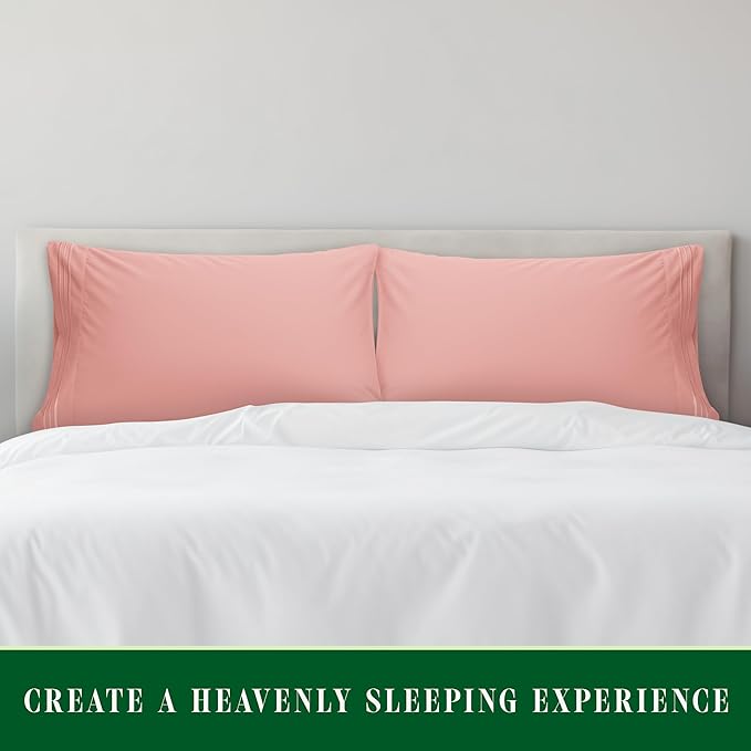 Elegant Comfort Luxury Ultra-Soft 2-Piece Pillowcase Set - 1500 Premium Hotel Quality Microfiber Double Brushed - Wrinkle Resistant, King Size, Dusty Rose