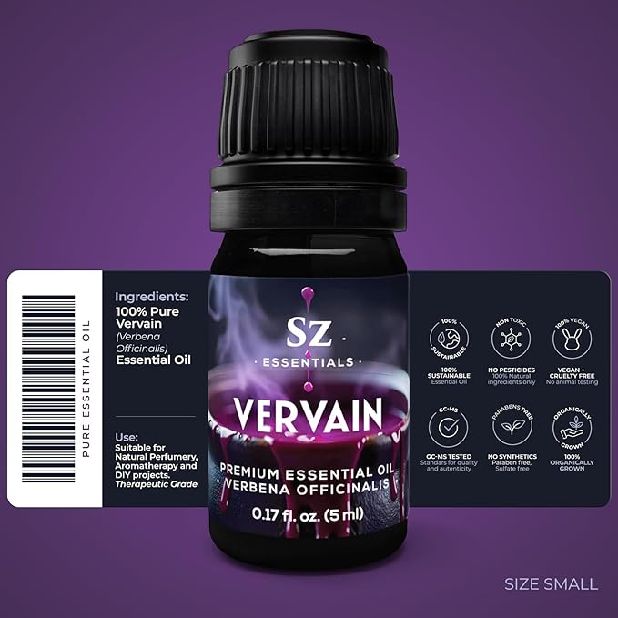 Vervain Oil – Evil Spirit Protection, Love Spell, Witchcraft, Magickal Healing, Aromatherapy & Diffuser Use, Natural Perfumery, Candle Rituals, Anointing, Hoodoo, Wiccan, Voodoo - Vegan