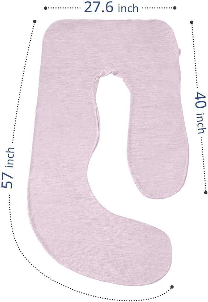 Sasttie Cooling Pregnancy Pillow Cover, 57-inch U Shaped Pregnancy Pillow Case, Fits 55 to 57 Inch Maternity Pillow, Pink (No Pillow Insert)