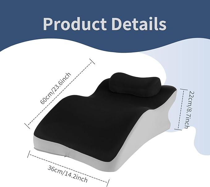 Reading Prone, Ergonomic Back Support Pillow for Bed Sitting Up Prone Pillow Face Down Sleep,Resting,Relaxing Back Pain Relief, with Washable Cover