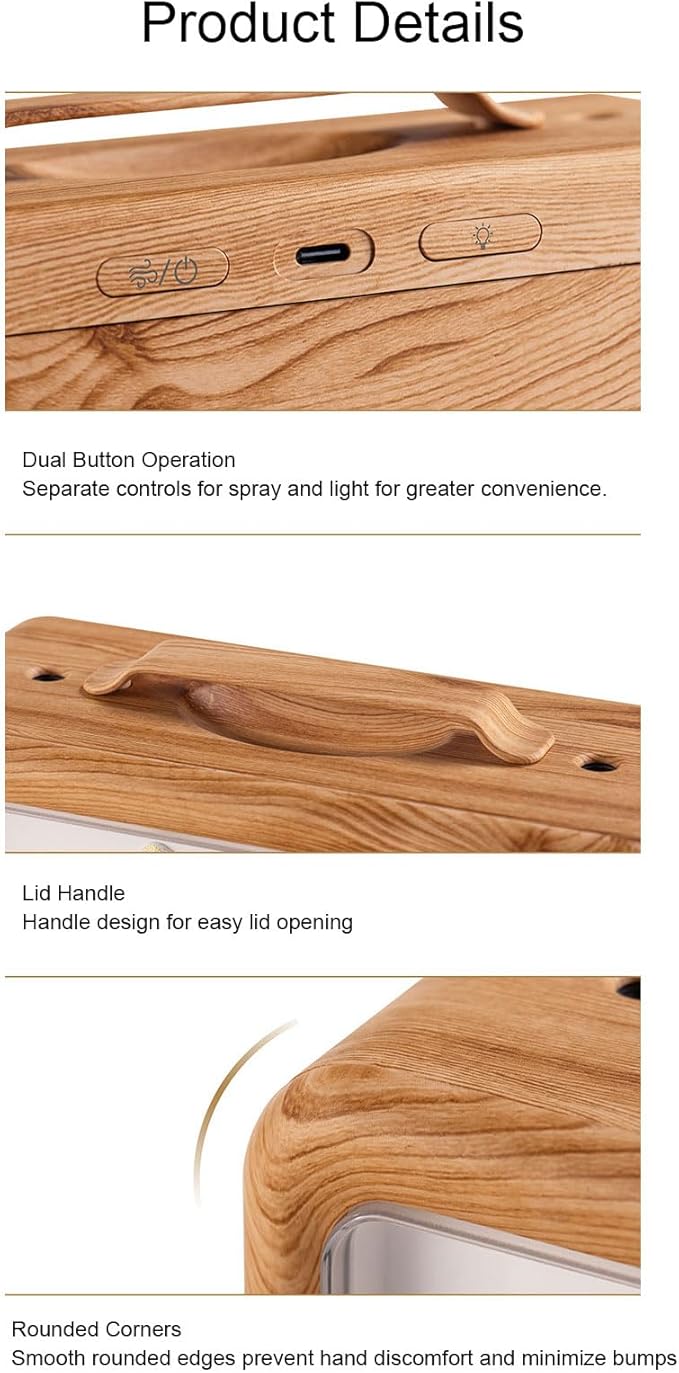 Essential Oil Diffuser, 600ml USB Cool Mist Humidifier with Light, Dual Spray, Aromatherapy Diffuser Home Relaxation Essential Oil for Bedroom Hotel Spa Yoga Room (Dark Wood Grain)
