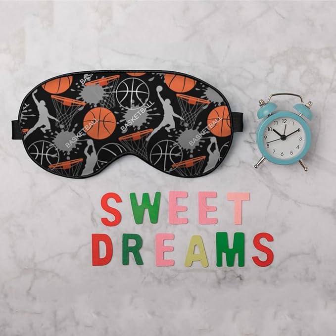 Basketball Game Silk Eye Mask Sleep Mask Sports Youthful Energetic Athletes Eye Mask with Adjustable Strap Lightweight for Women Work Travel Night Sleep