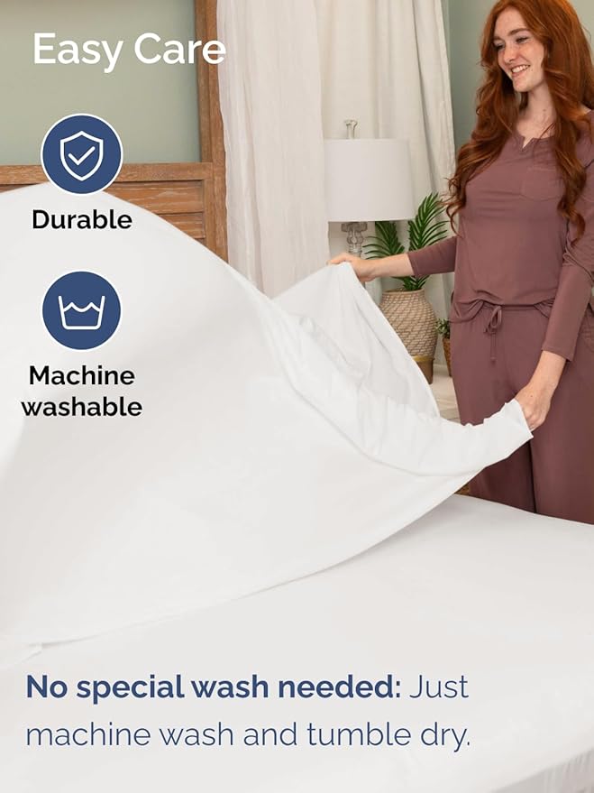 Extra Deep Split King Sheet Set - 5 Piece Breathable & Cooling Bed Sheets - Easily Fits 18 to 24 inch Mattress - Soft, Wrinkle & Fade Free w/ Extra Deep Pockets - Hotel Luxury Bedding - Antique White