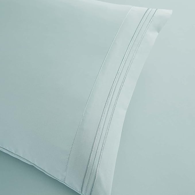Clara Clark Full Sheets, 6 Piece Set - Hotel Luxury Bed Sheets, Super Soft Bedding Set, Full Size, Aqua Light Blue