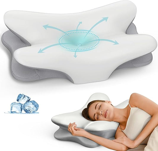 Besyodo Cervical Neck Pillow for Pain Relief - Ergonomic Memory Foam Pillow for Sleeping, Contour Side Sleeper Pillow for Neck Support, Cooling Orthopedic Pillow Bed Pillow for Back Stomach Sleepers