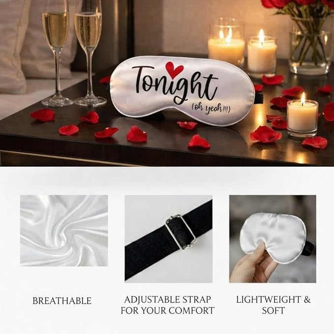 Tonight/Not Tonight Reversible Sleeping Mask. Funny Wedding Gift for New Couple. Engagement, Bridal Shower Party Gift to Bride and Groom. Valentine's Day Aniversary Romantic Gift to Husband and Wife.