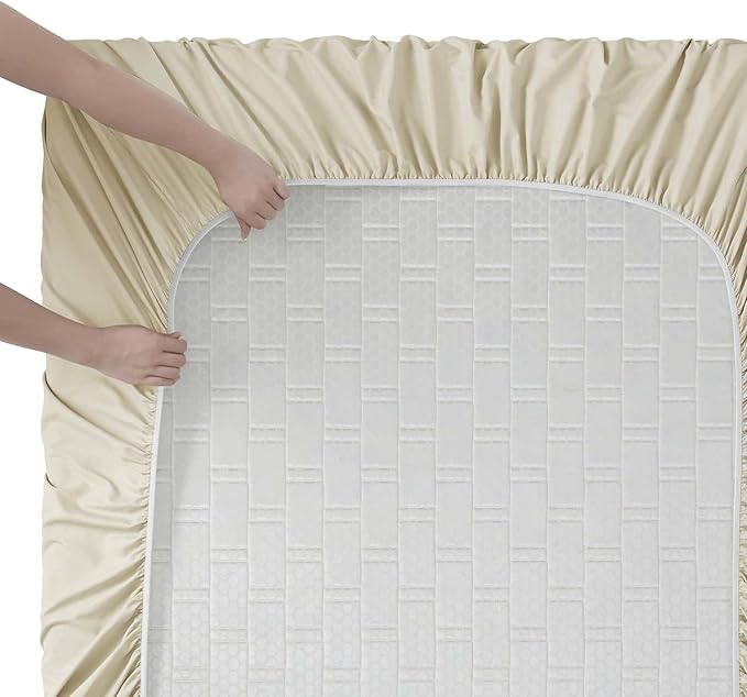 Clara Clark Twin Sheets, 5 Piece Set - Hotel Luxury Sheets for Twin Size Bed, Super Soft Bedding Set, Twin Size, Beige Cream