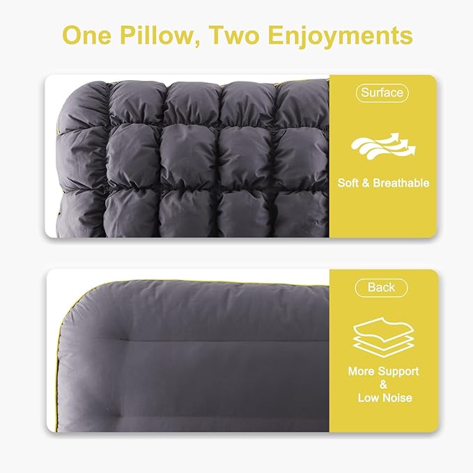 YOUR MOON Fluffy Support Bed Pillow King Size, Luxury Hotel Quality Bed Pillows for Side Sleeper, Super Soft Premium Down Alternative Filling Pillow for Sleeping (Gray)