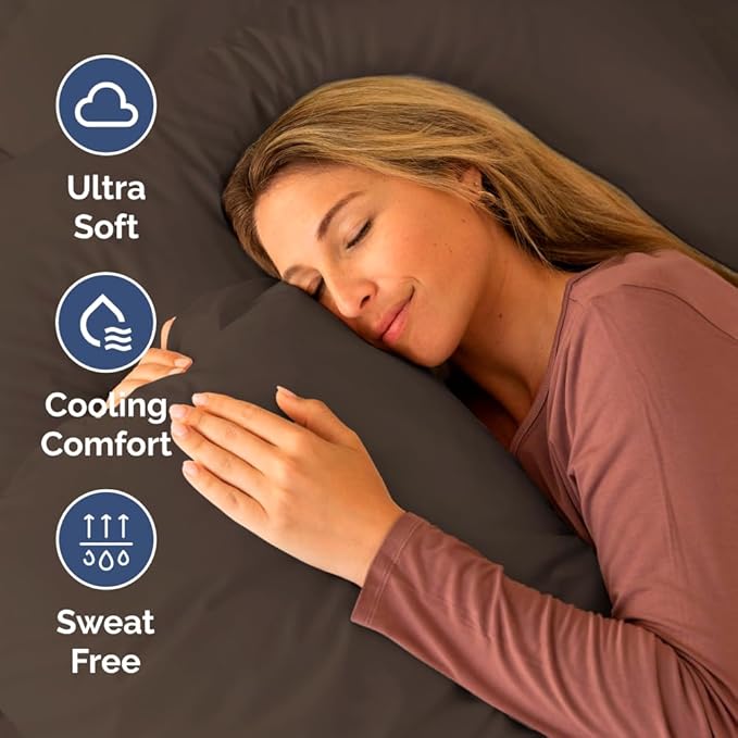 Short Queen Size 4 Piece Sheet Set - RV Short Queen, Ultra-Soft, Breathable & Cooling Bed Sheets Set with Deep Pockets - Hotel Luxury Bedding for Women & Men - Wrinkle Free & Fade Resistant - Brown
