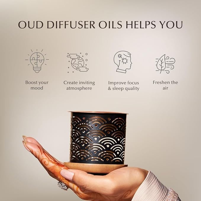 Oud Diffuser Oil, Essential Oil Gift Set by Dukhni | 6 x 10ml Arabic Oil Gift Set for Diffuser & humidifier | 100% Pure Halal Oudh Oils | Relax with Home Aromatherapy, for Relaxation and Massage