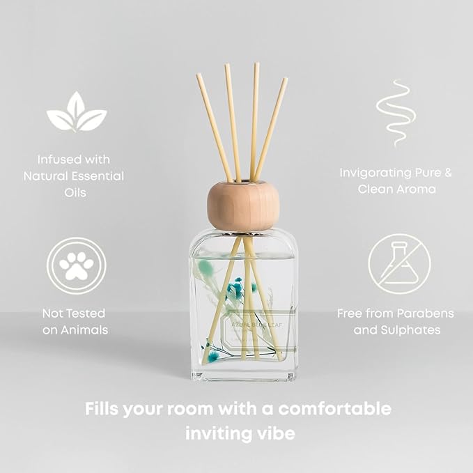 Reed Diffuser Set, 3.4 fl oz - Refreshing Scented Oil Diffuser with Sticks, Earl Grey Woods Bathroom Scent Diffuser, Home Fragrance for Bedroom, Living Room, Bathroom Shelf Decor