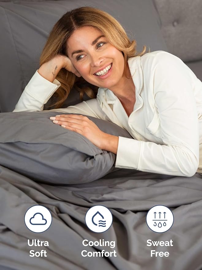 Extra Deep Split King Sheet Set - 5 Piece Breathable & Cooling Bed Sheets - Easily Fits 18 - 24 inch Mattress - Ultra Soft, Wrinkle & Fade Free w/ Extra Deep Pockets - Hotel Luxury Bedding - Dark Grey