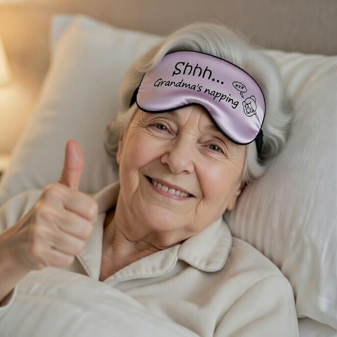Shhh...Gandma is Napping. Funny Sleeping Mask for Grandma. Ultra Soft Sleep Mask with Adjustable Strap. Gift idea for Birthday, Mother's Day, Get Well Soon, Christmas Stocking Stuffer.