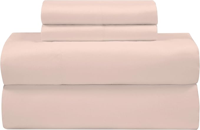 ROYALE LINENS Bamboo Viscose King Sheet Set - Cooling Bed Sheet Set - 1 Fitted, 1 Flat & 2 Pillowcase - Fits Up to 16" - Organic Viscose Derived from Bamboo - Bedding Sheet Set (King, Morganite)