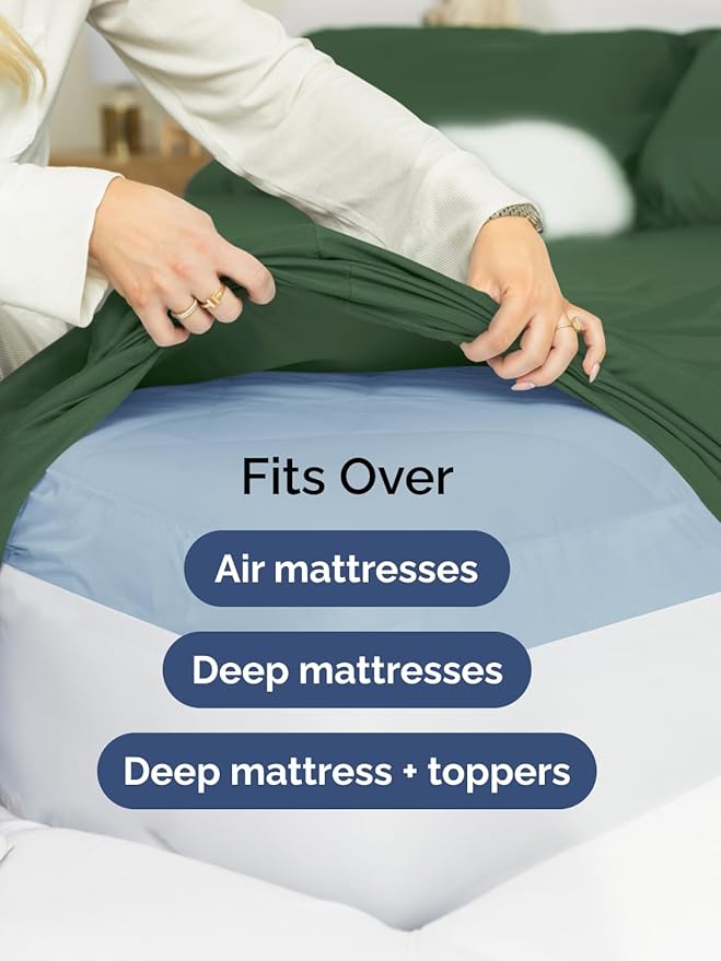Extra Deep Twin Sheet Set - 4 Piece Breathable and Cooling Sheets - Hotel Luxury Bedding for Women, Men, Kids & Teens - Easy & Secure Fit - Soft and Wrinkle Free - Extra Deep Pockets - Emerald Green