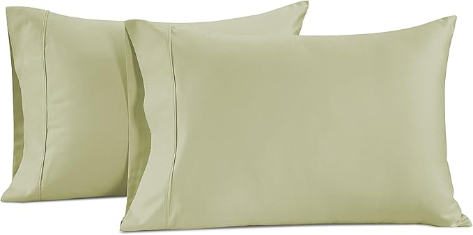 Pillow Case Covers King, Set of 2, 100% Egyptian Cotton Sateen, Soft Cool & Smooth Pillow Cases - Seafoam