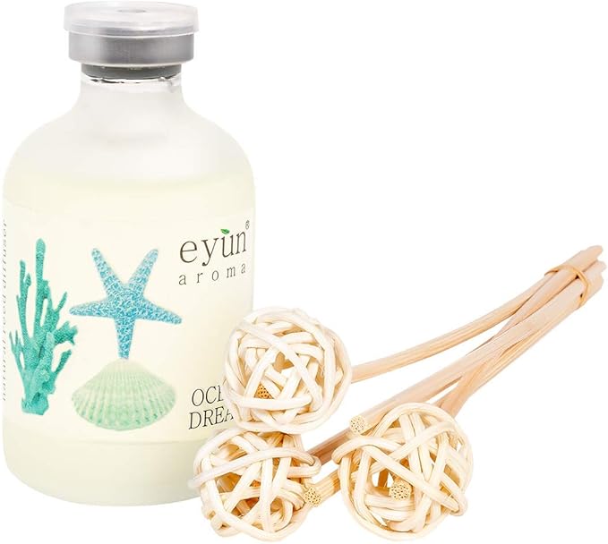 Reed Diffuser Set - Ocean Dream Aromatherapy Essential Oil Diffuser - Natural Scent Diffuser Air Freshener for Home & Office – Relaxation & Stress Relief Gift for Women (1.87 Fl Oz)