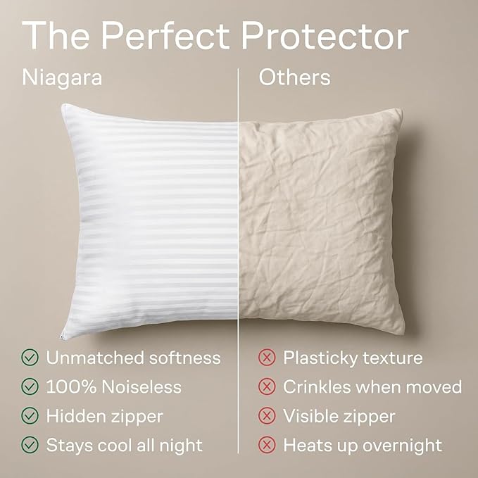Ultra Soft Pillow Protectors with Zipper King Size - Set of 12 Breathable Pillow Covers - 100% Protection Against Stains, Dust & Dirt - Machine Washable (Dark White)